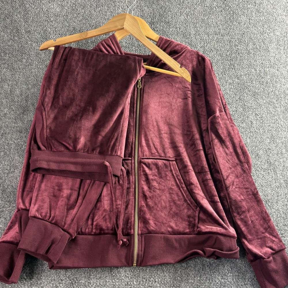 Kirkland Women's Velour Track Suit Size M Jacket Pants Set Lounge Casual